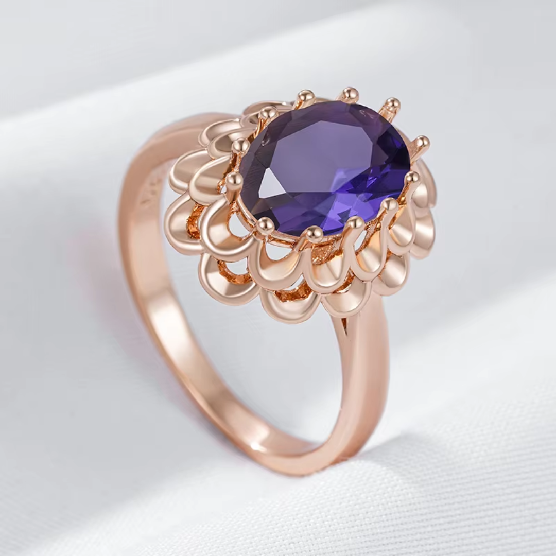 Bague Fleur Violette en Or Rose