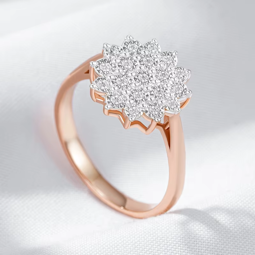 Bague Fleur de Diamants en Or Rose