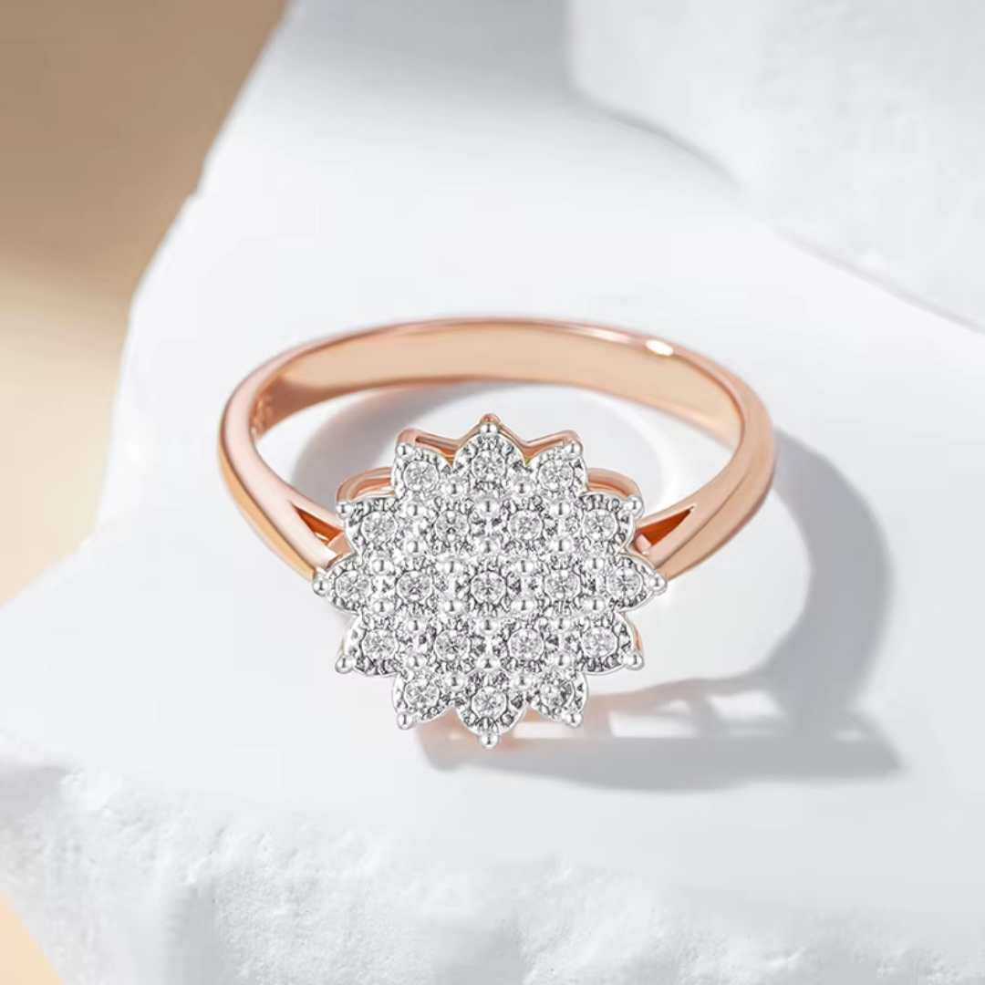 Bague Fleur de Diamants en Or Rose