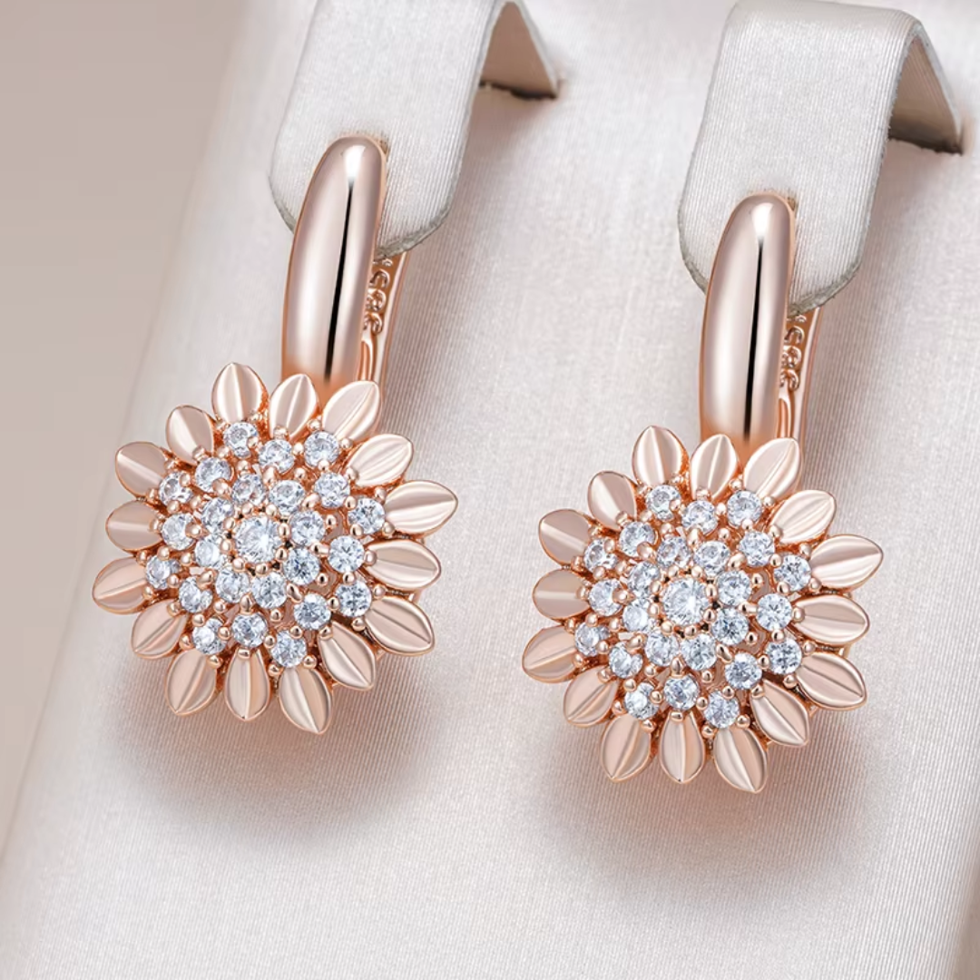 Boucles d'Oreilles Fleur en Or Rose