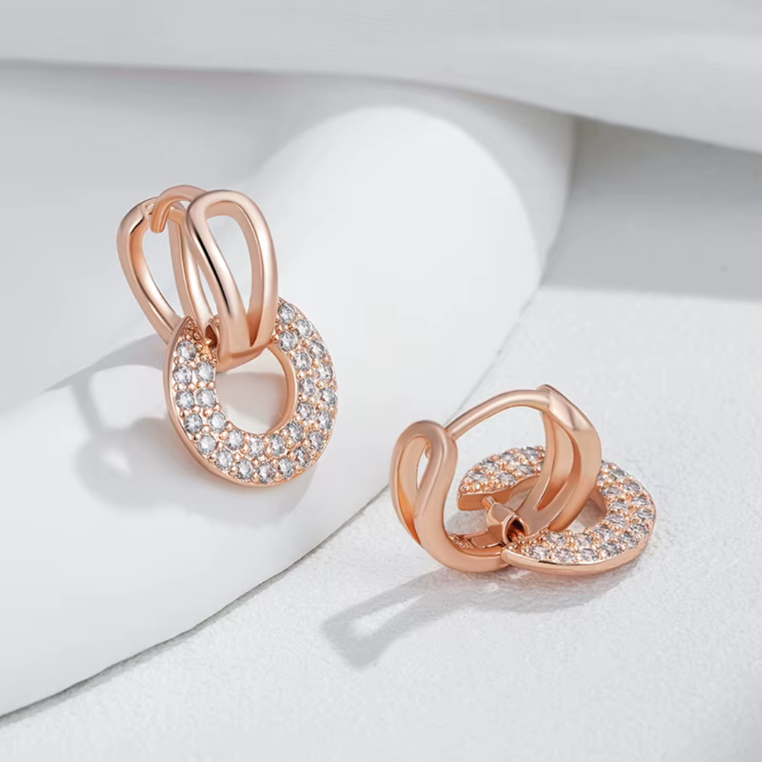 Boucles d'Oreilles Lune en Or Rose
