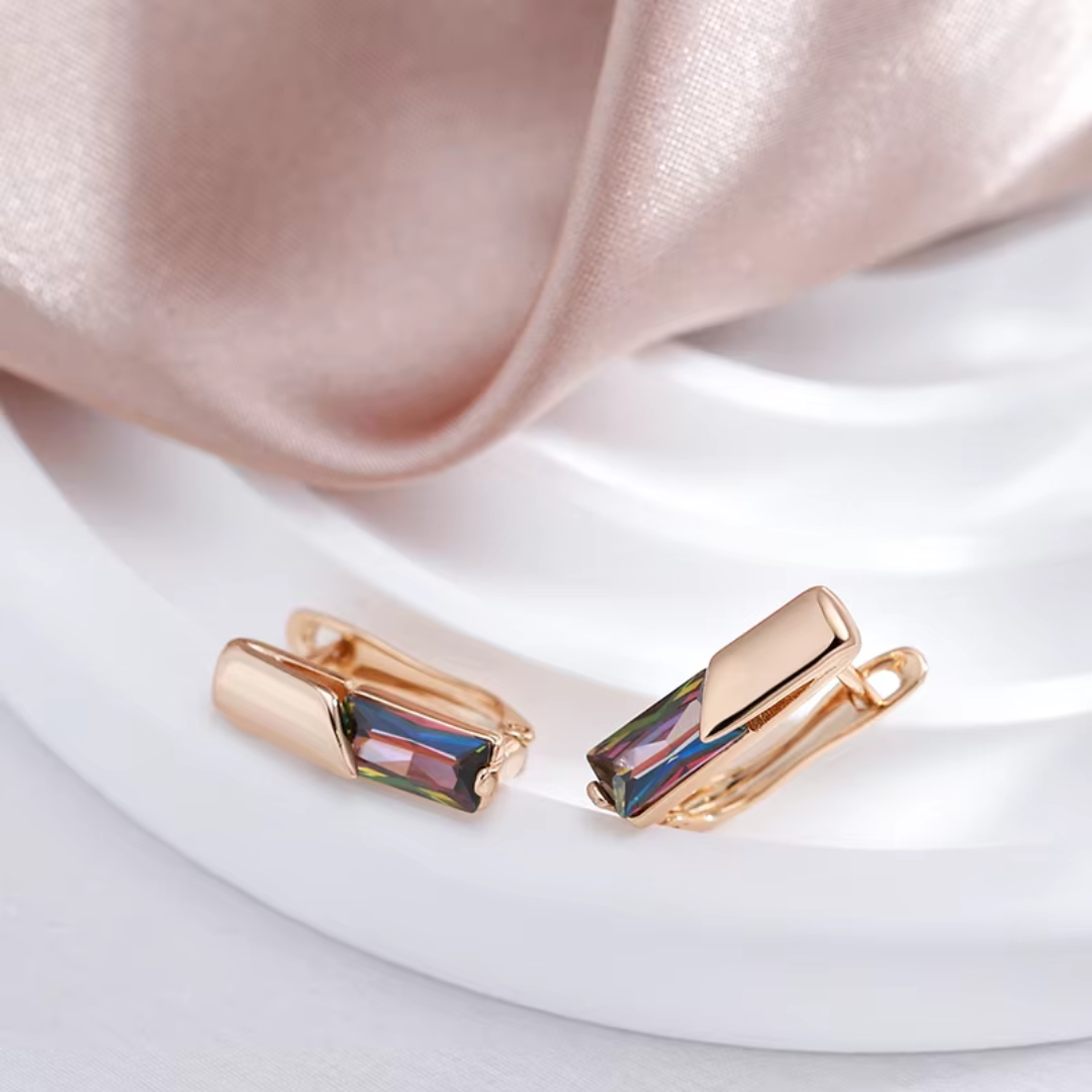 Boucles d’Oreilles en Or avec Cristal Multicolore