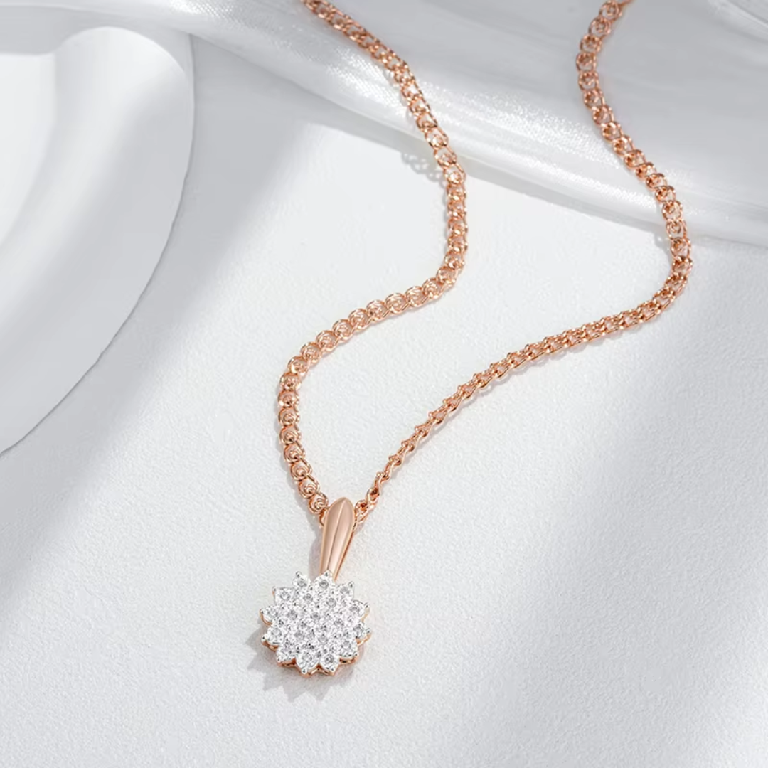 Collier Soleil en Or Rose et Zircons