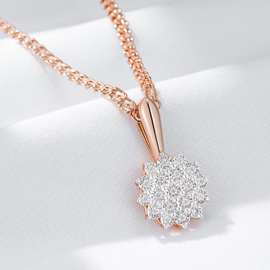 Collier Soleil en Or Rose et Zircons