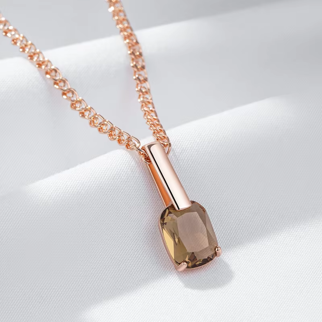 Collier en Or Rose avec Cristal Champagne