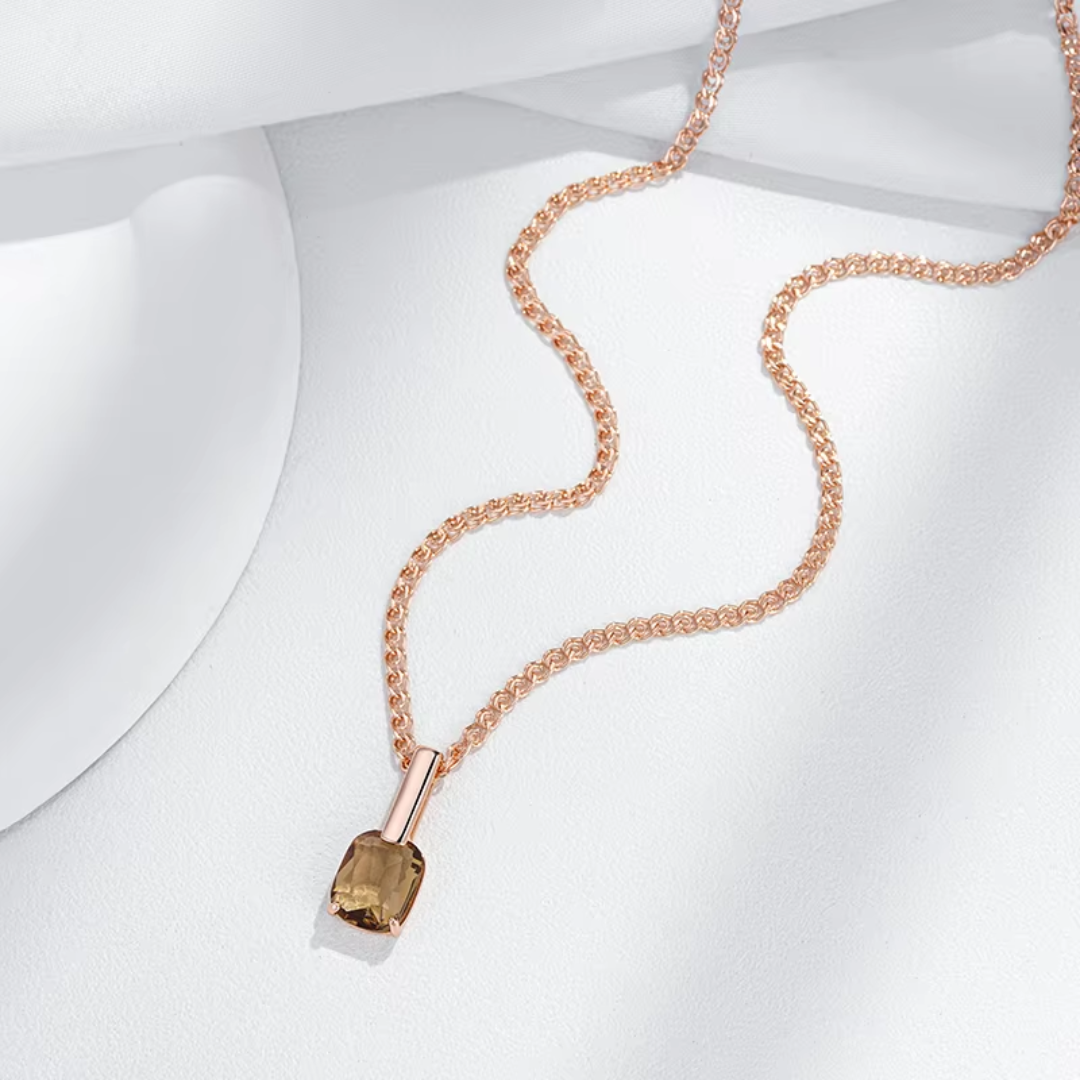 Collier en Or Rose avec Cristal Champagne