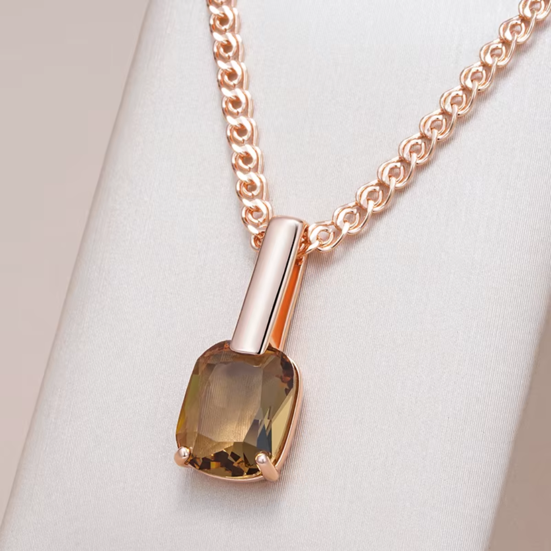 Collier en Or Rose avec Cristal Champagne