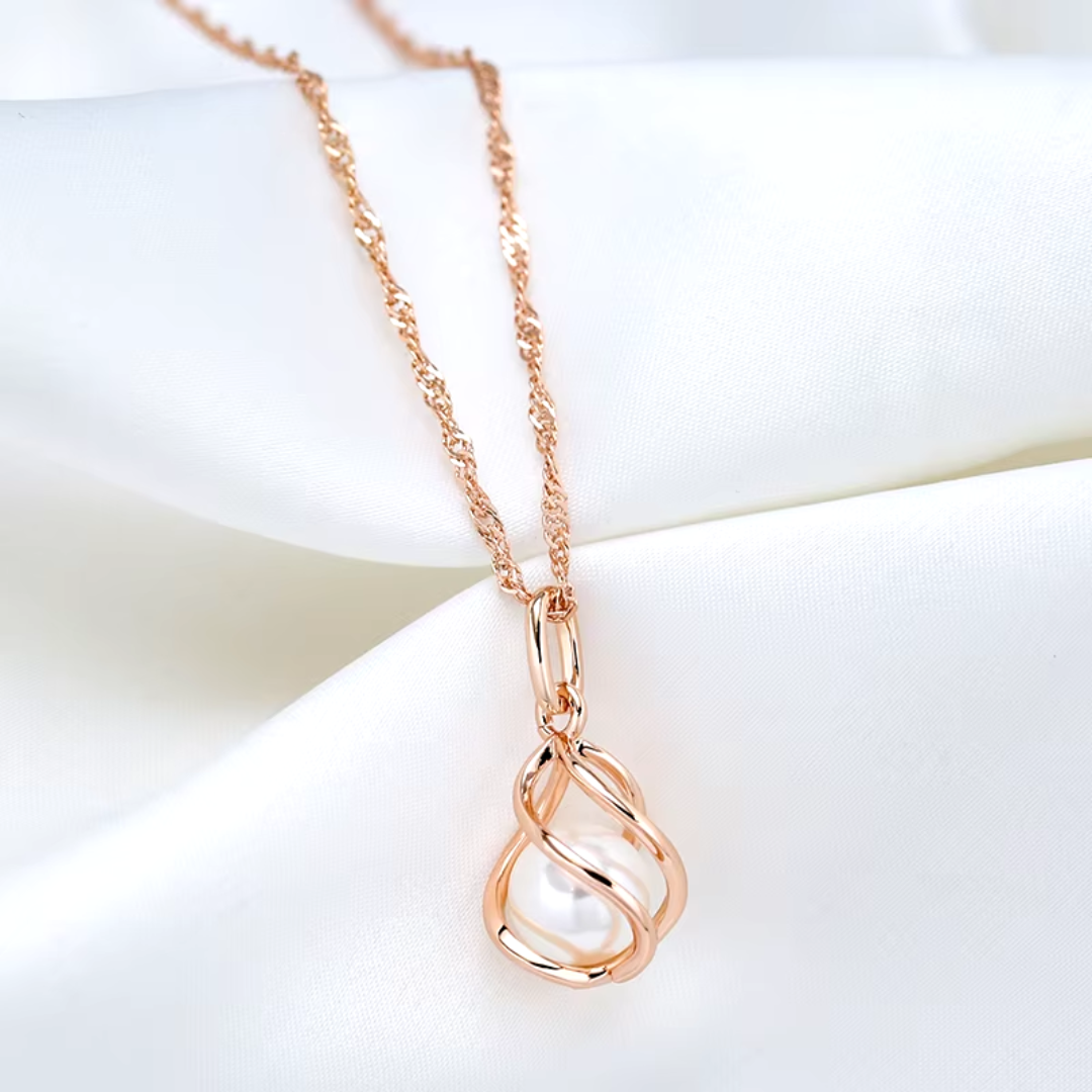 Collier en Or Rose avec Perle