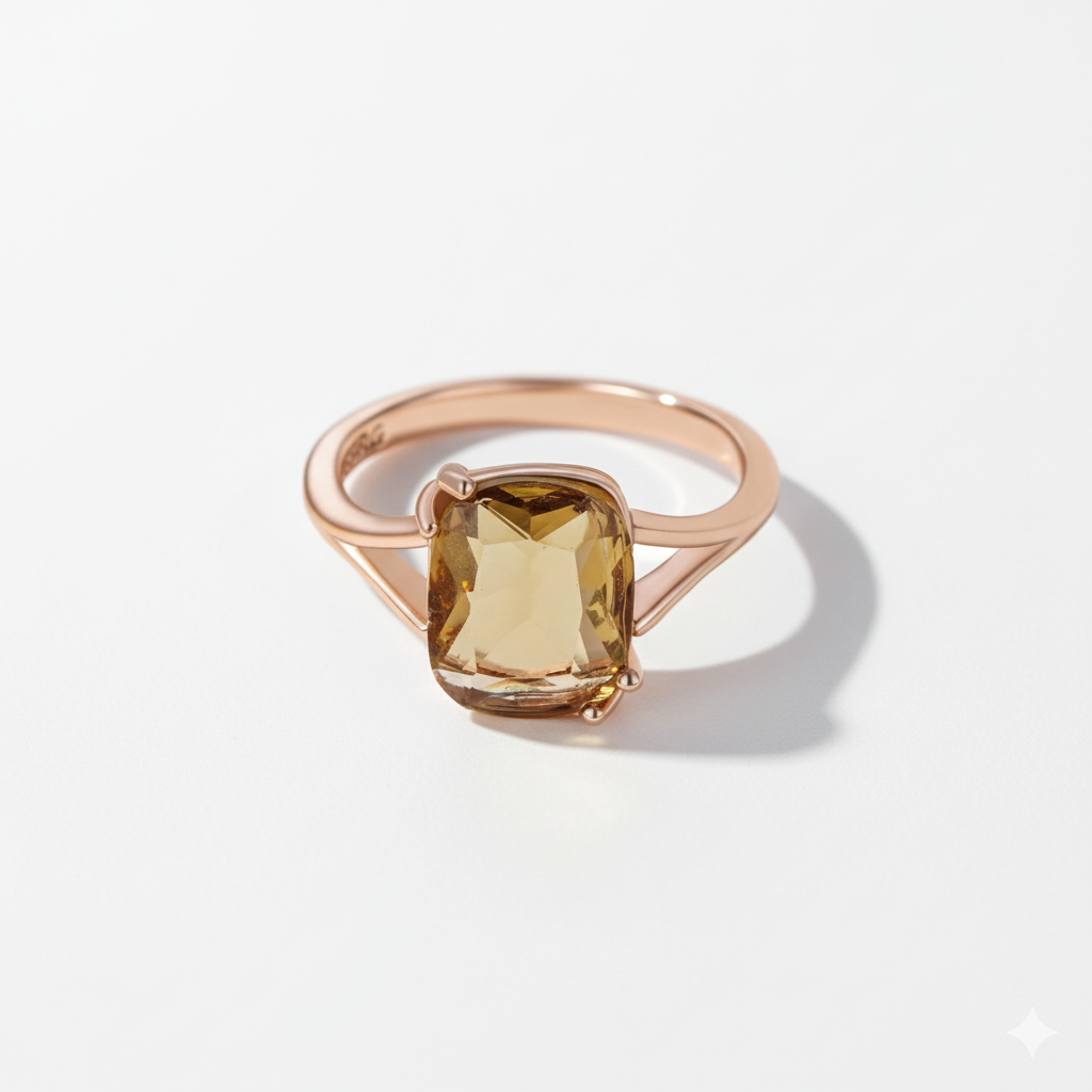 Bague en Or Rose avec Pierre Jaune