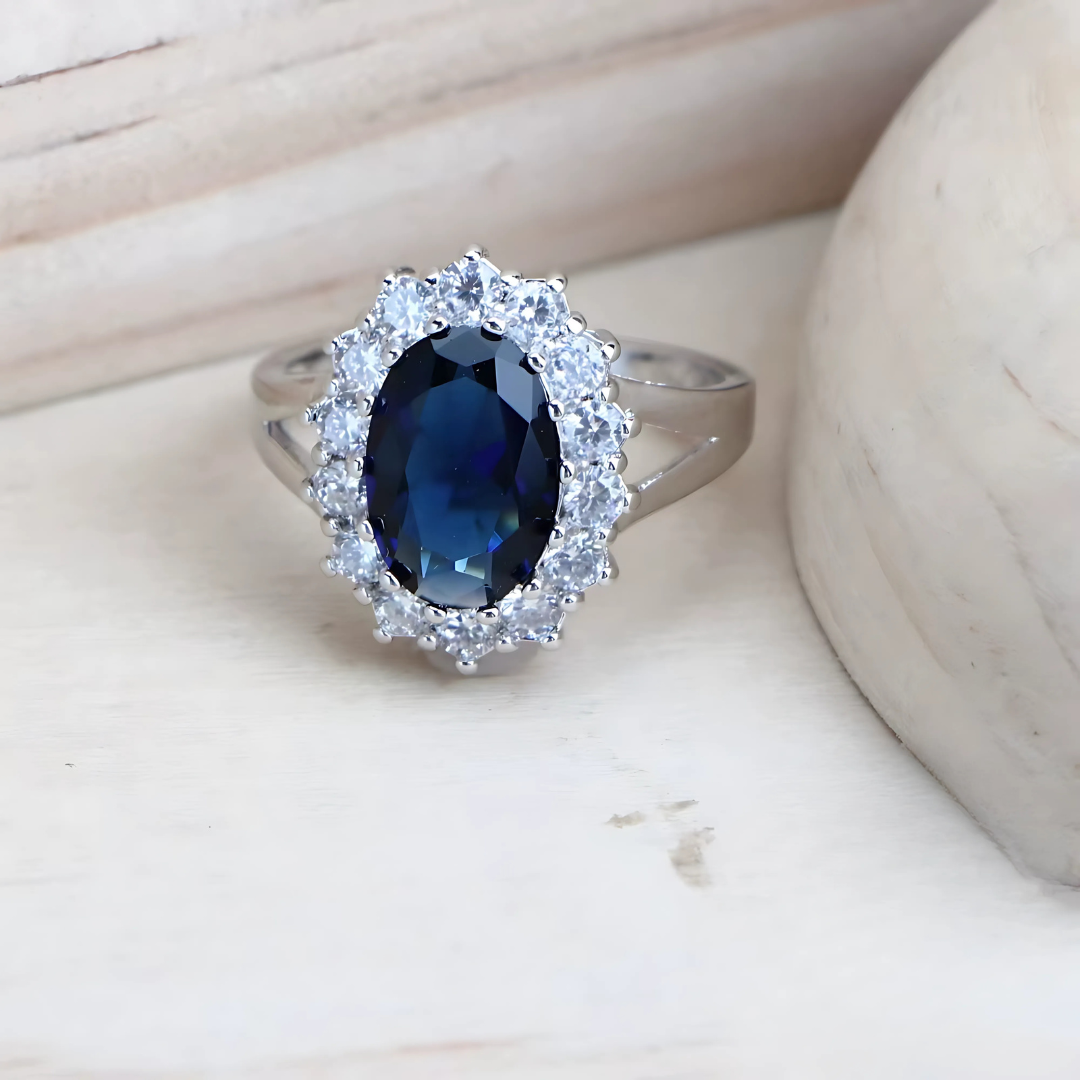 Parure Élégance Saphir - Ensemble Collier, Bague et Boucles d’Oreilles