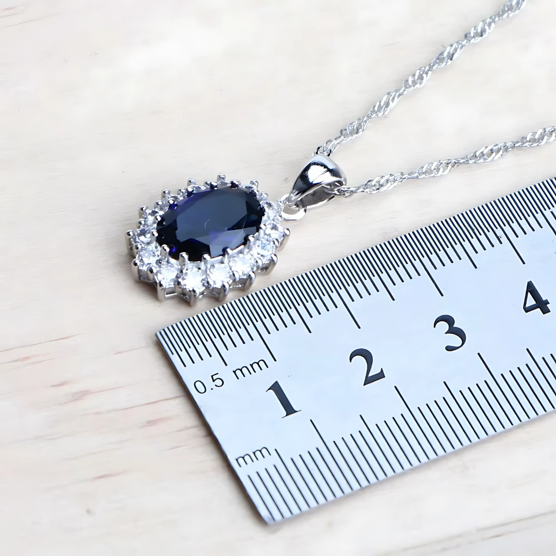 Parure Élégance Saphir - Ensemble Collier, Bague et Boucles d’Oreilles
