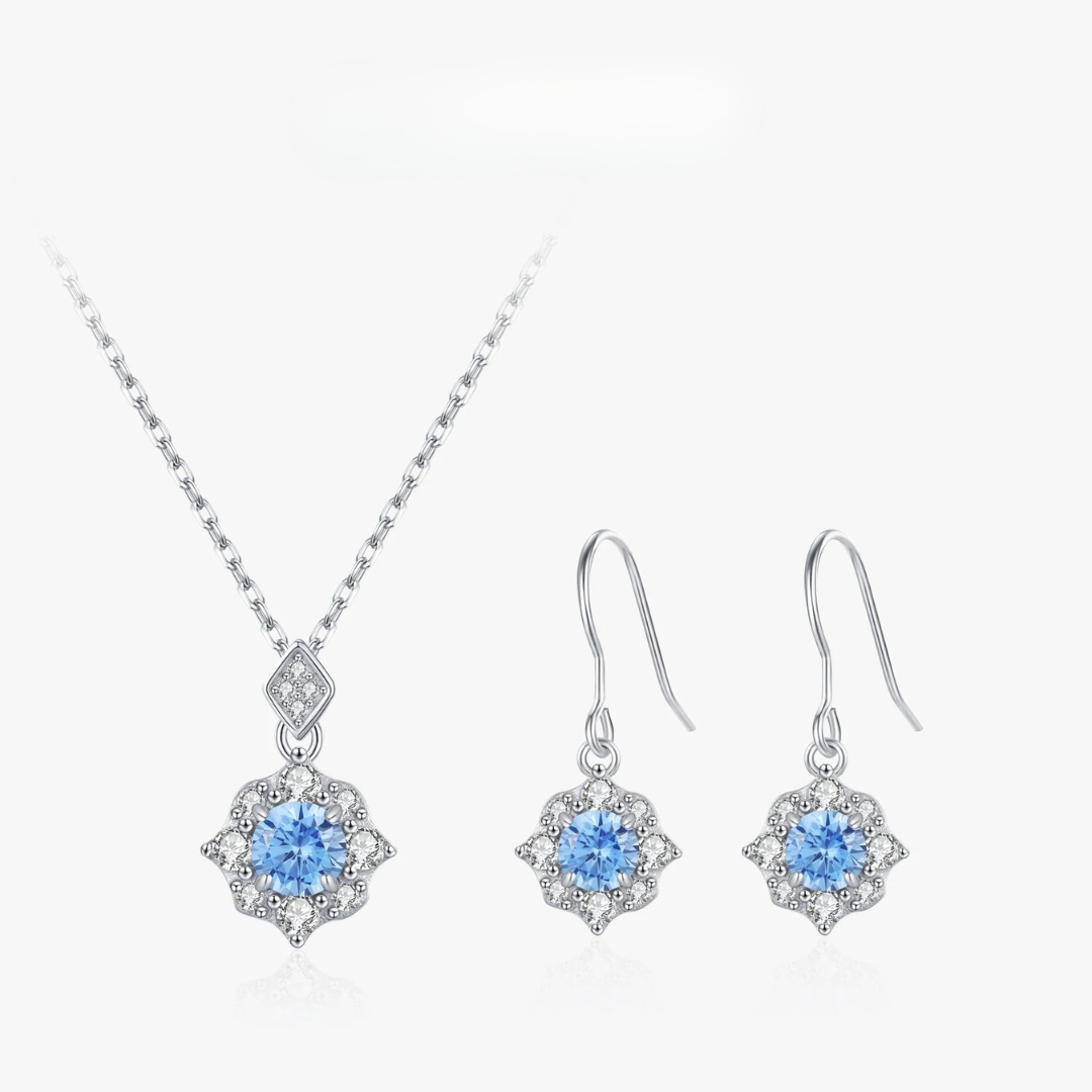 Parure Fleur de Glace Bleue