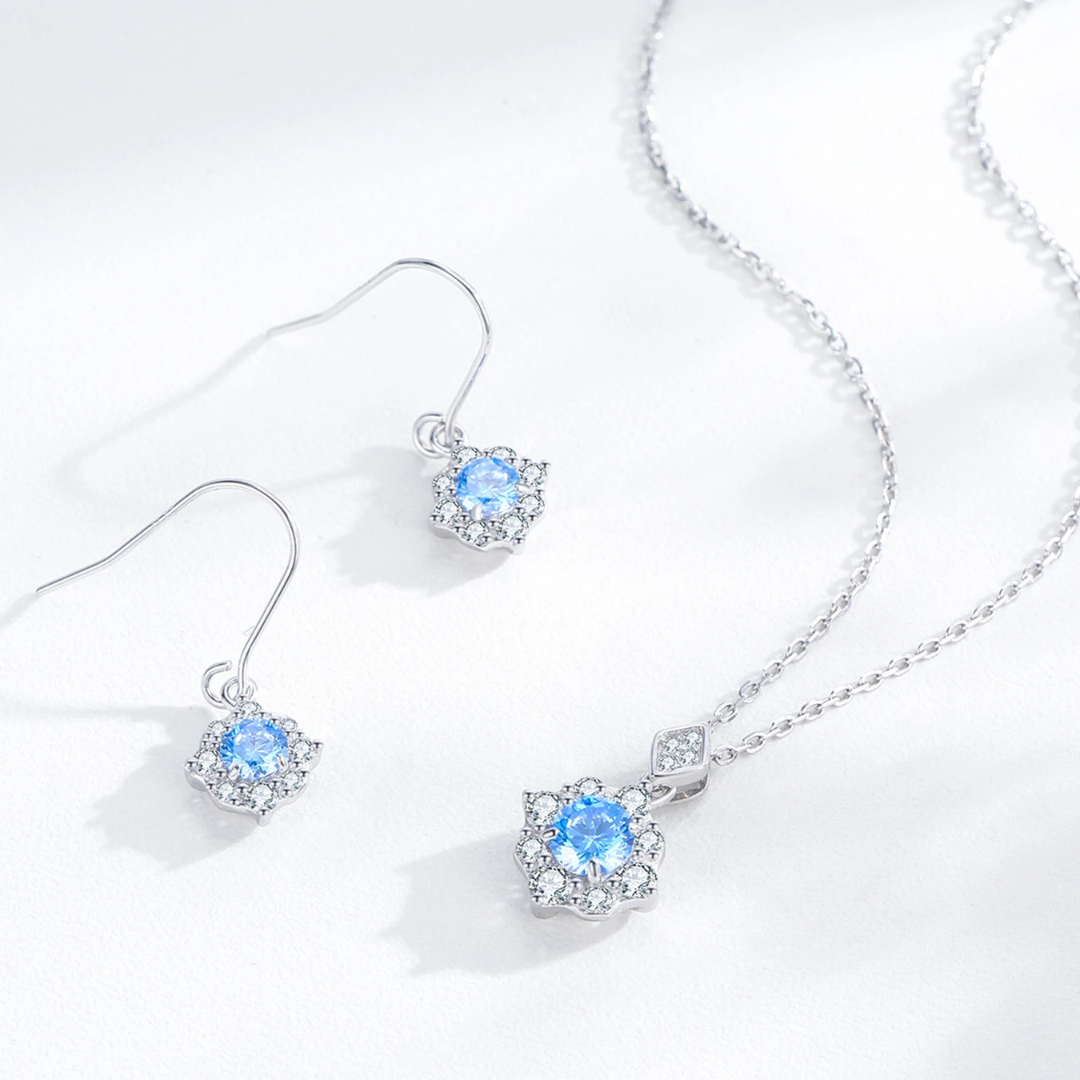 Parure Fleur de Glace Bleue