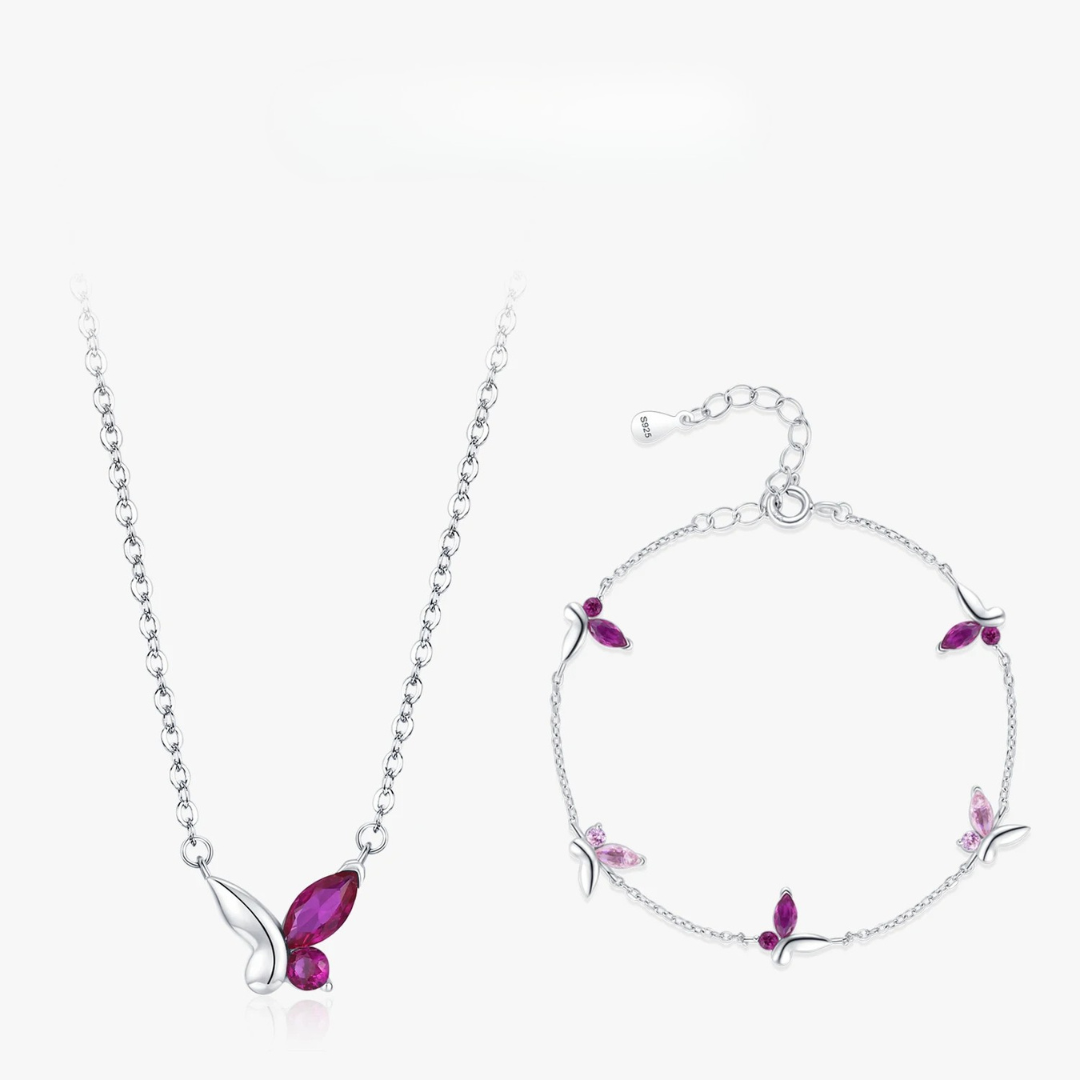 Parure Papillon Rose
