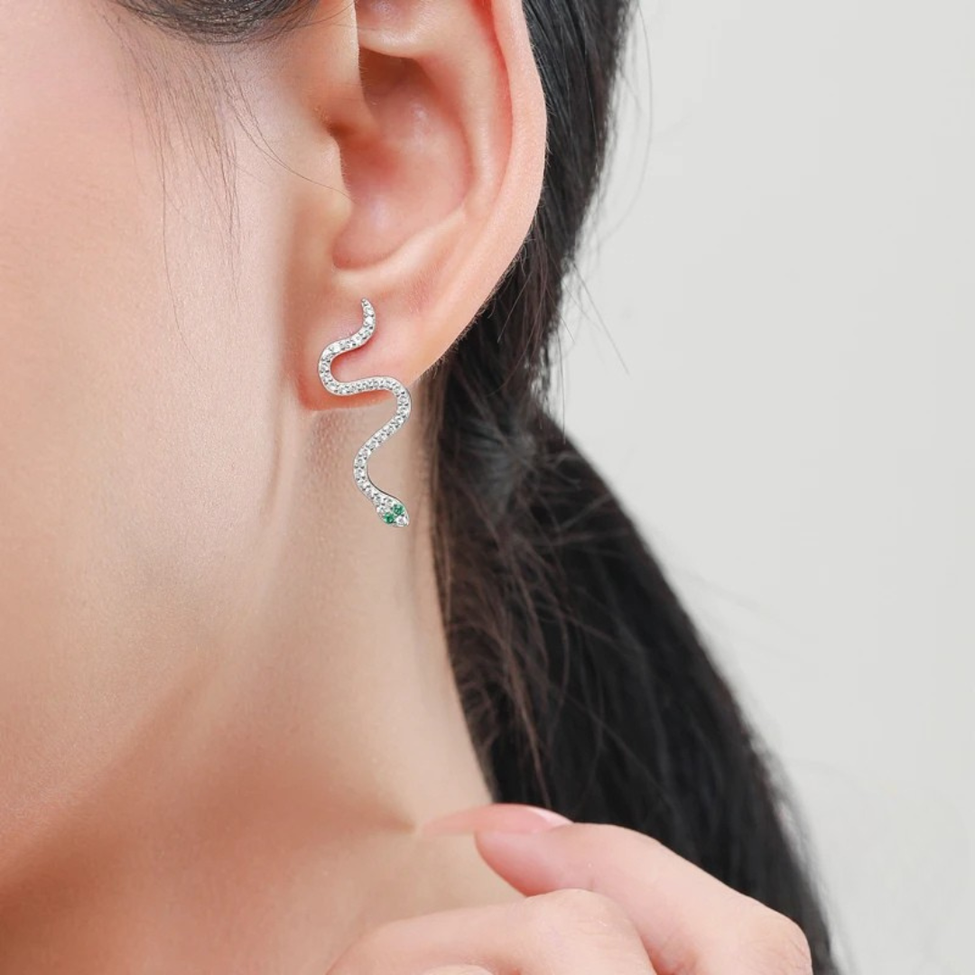 Parure Serpent en Argent aux Yeux Verts