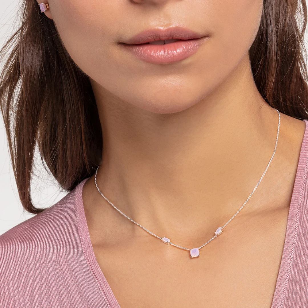 Parure en Argent avec Cristaux Rose Quartz