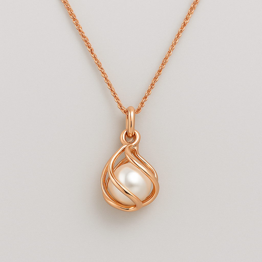 Collier en Or Rose avec Perle