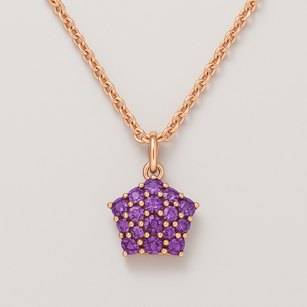 Collier Étoile en Or Rose avec Cristaux Violets