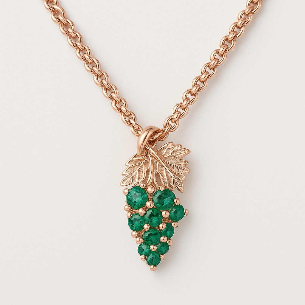 Collier Nature en Or Rose avec Cristaux Verts