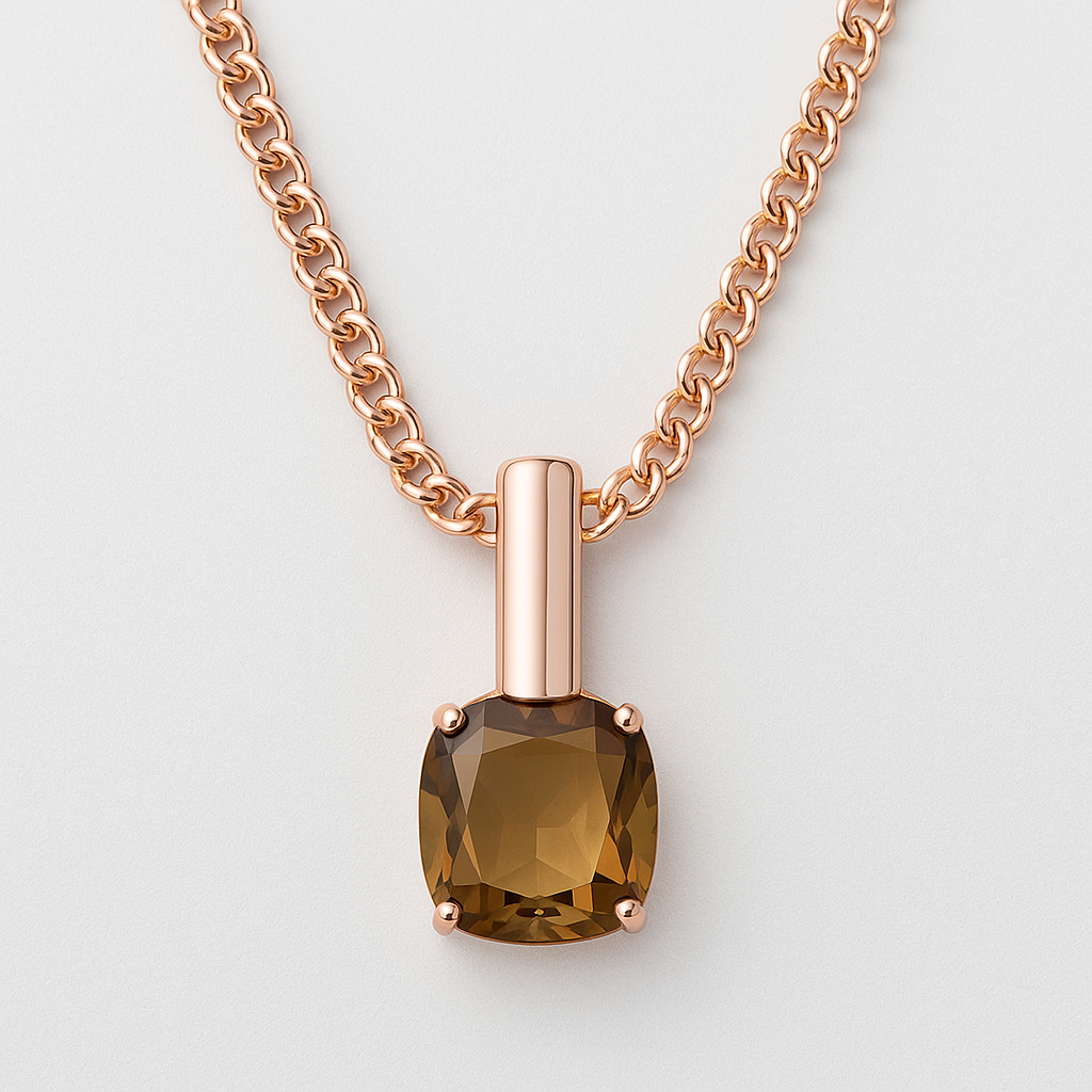 Collier en Or Rose avec Cristal Champagne