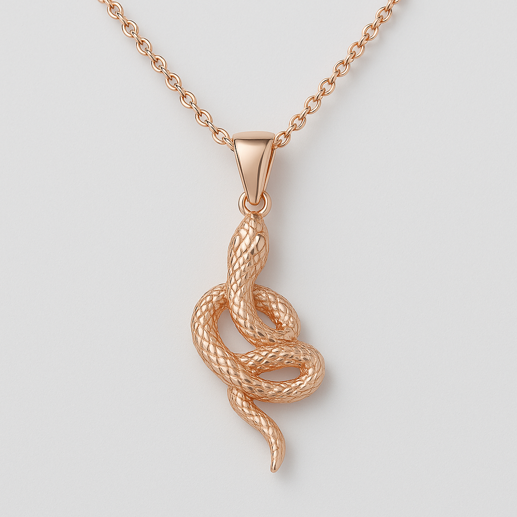 Collier en Or Rose avec Pendentif Serpent Texturé