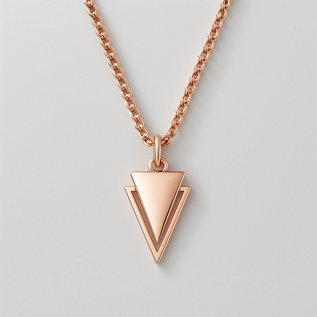 Collier Géométrique en Or Rose avec Design en Triangle