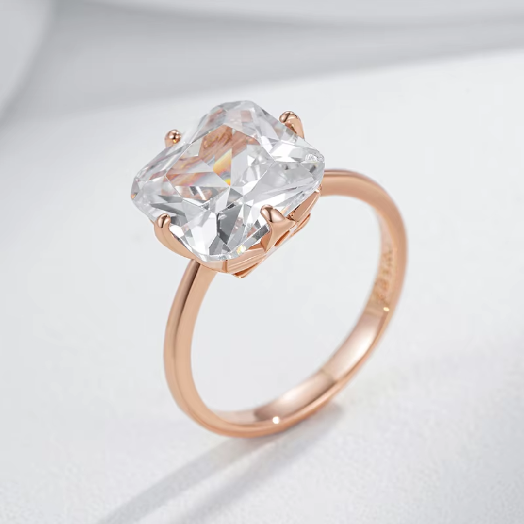 Bague Solitaire Cristallin en Or Rose