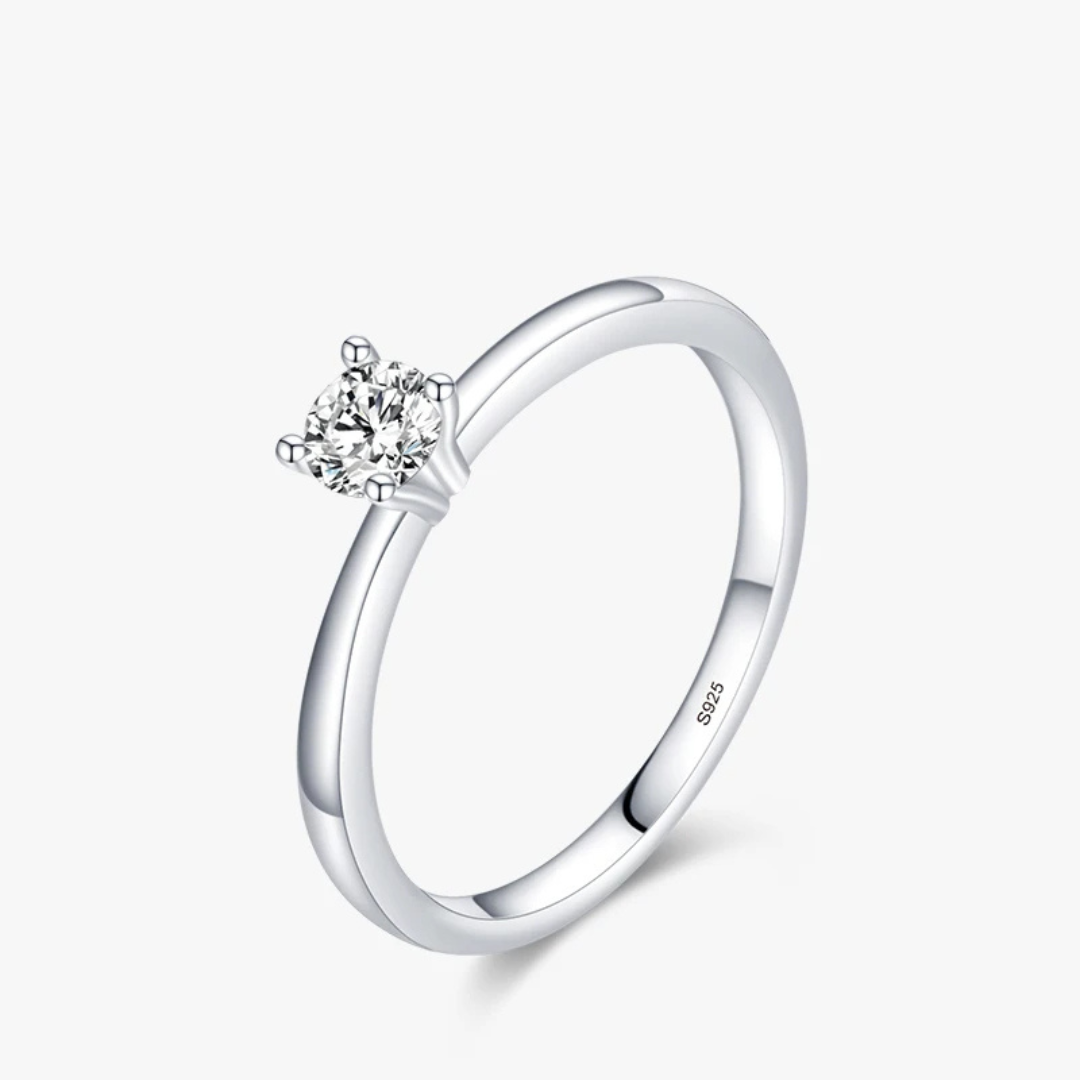 Bague Solitaire en Argent avec Zircon