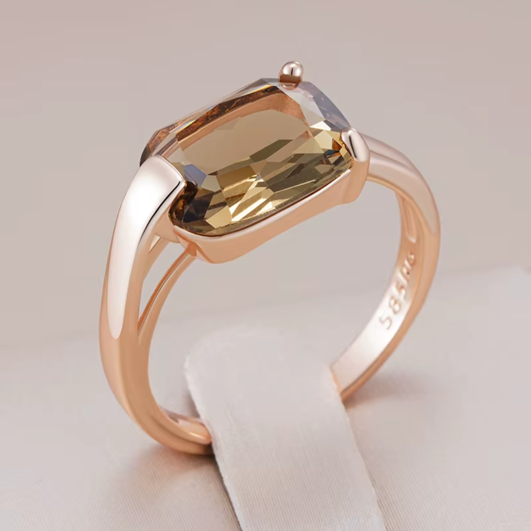 Bague en Or Rose avec Cristal Champagne