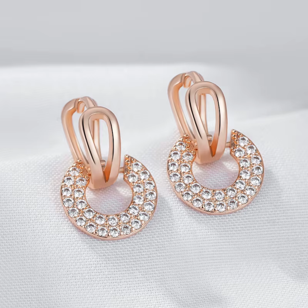 Boucles d'Oreilles Lune en Or Rose