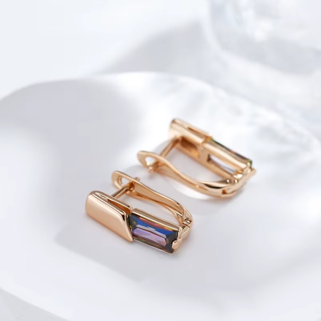 Boucles d’Oreilles en Or avec Cristal Multicolore