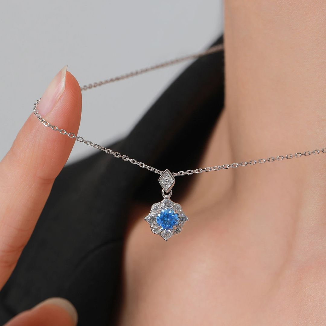 Parure Fleur de Glace Bleue