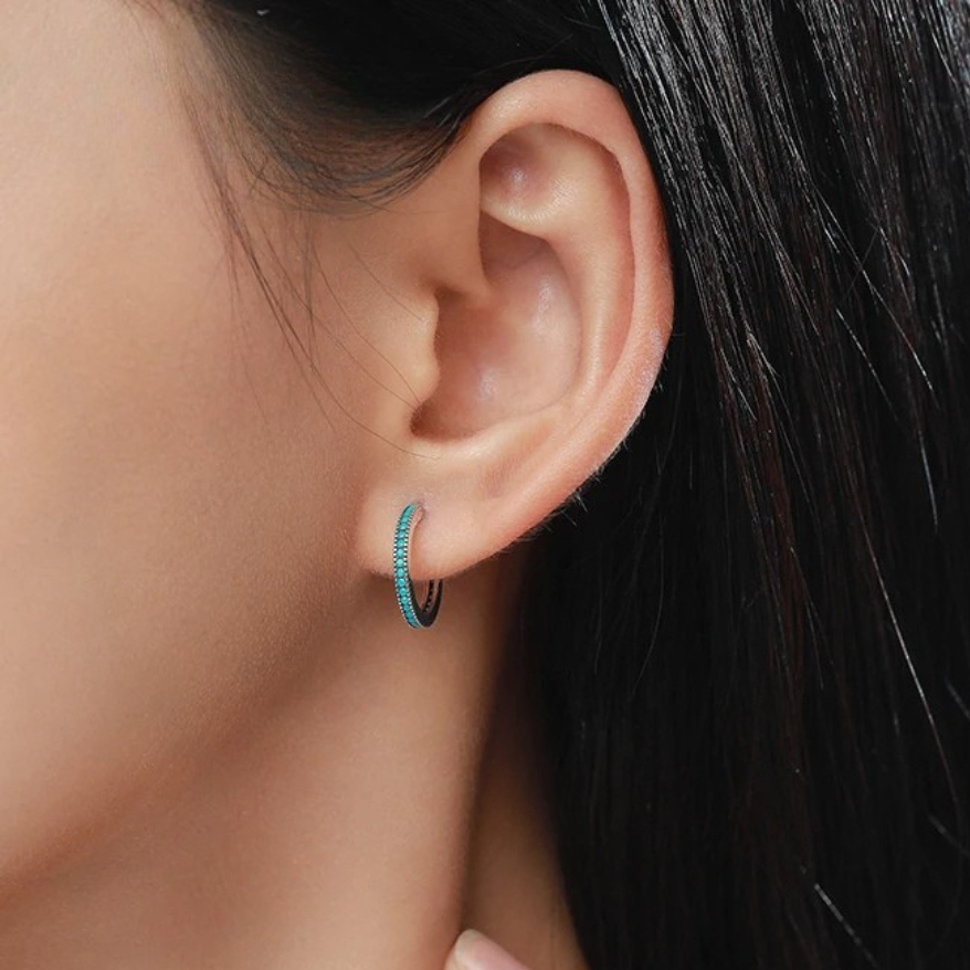 Parure en Argent avec Étoile et Cristaux Bleu Turquoise